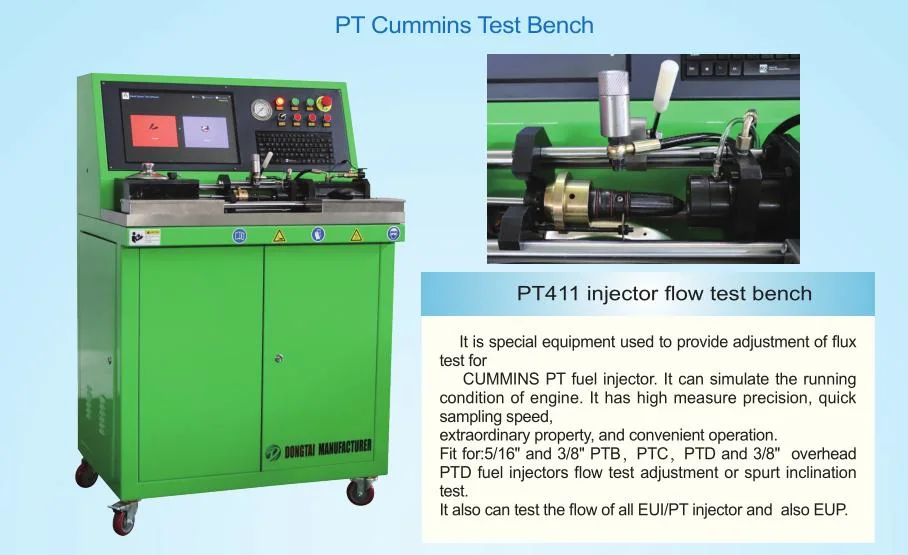 PT411 pour Cumm1ns de banc de test de débit par injecteur diesel banc de test