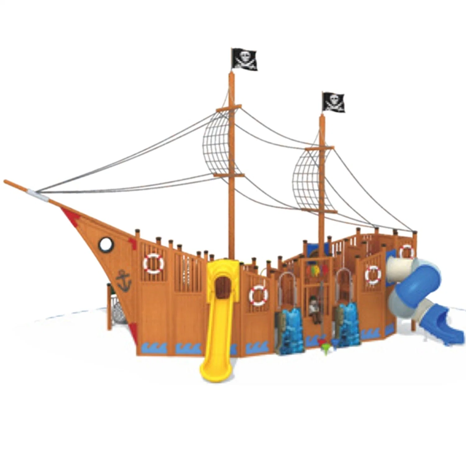 Kids Community Park Outdoor Playground Equipment Wooden Pirate Ship QS14