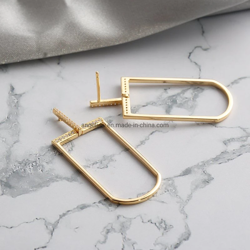 Factory Wholesale/Supplier Fashion Jewelry 925 Sterling Silver Trendy Earring 18K Gold Plated Geometry High quality/High cost performance Fine Jewellery