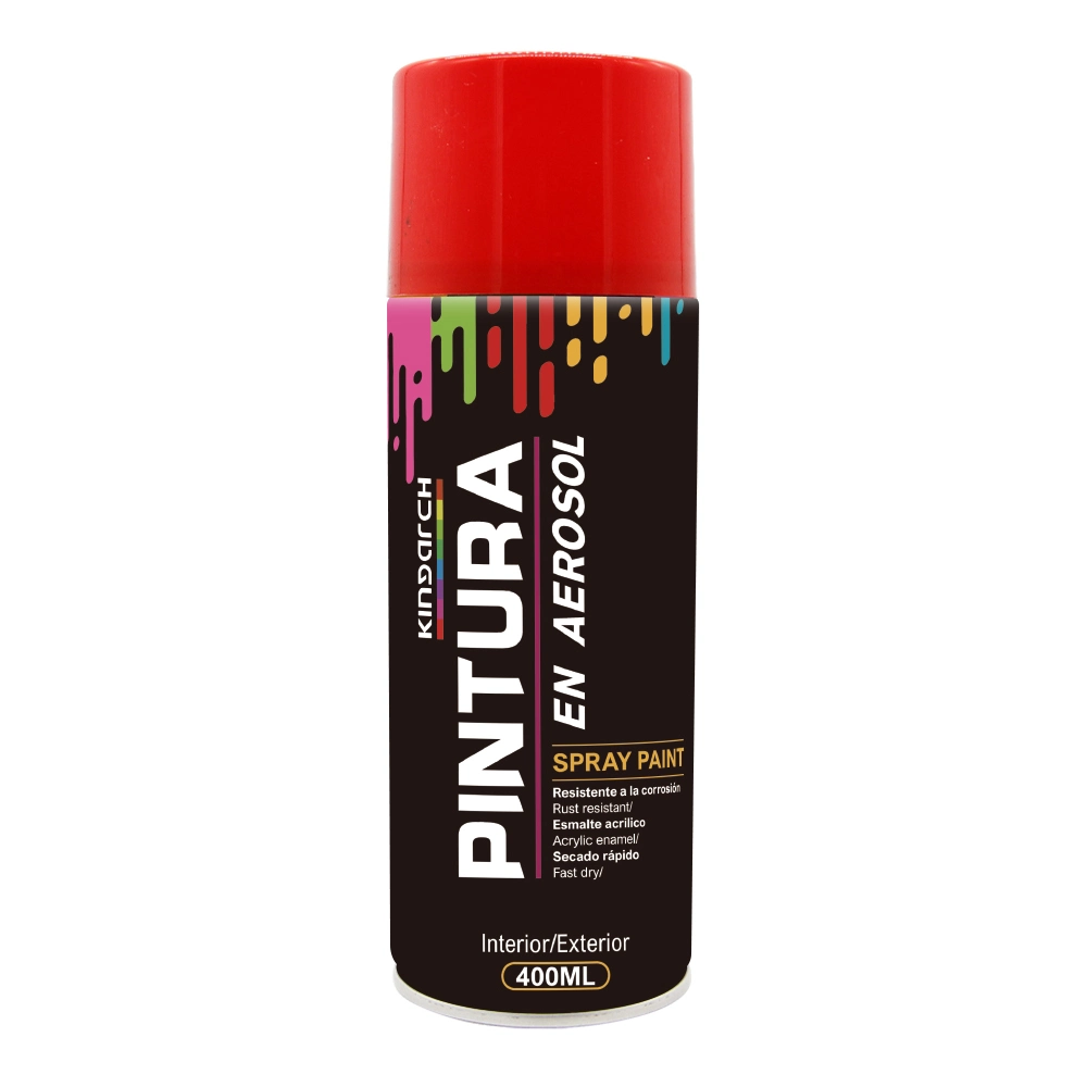 Mayorista de la fábrica de logotipo personalizado OEM de etiqueta privada de pintura en aerosol de pintura en Spray de color rojo brillante rojo