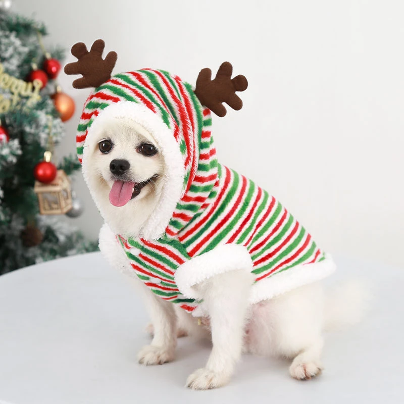 Christmas Pet Supplies Clothing Cat Cotton Clothes Funny Autumn and Winter Clothes Old Man Elk Snow