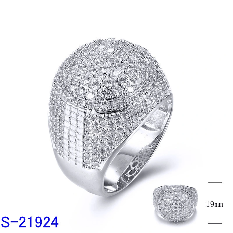 Factory Hotsale 925 Sterling Silver Fashion Hip Hop Pop Jewelry Micro Pave Cubic Zirconia Ring for Men