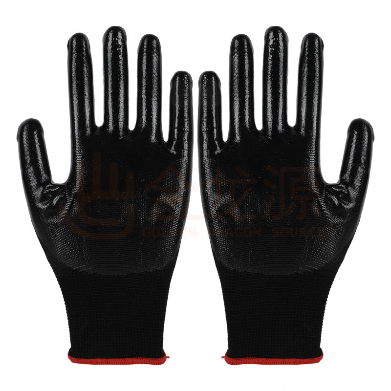 13 Gauge CE Comfortable Popular Nylon Polyester Seamless Nitrile Coated Safety Work Gloves