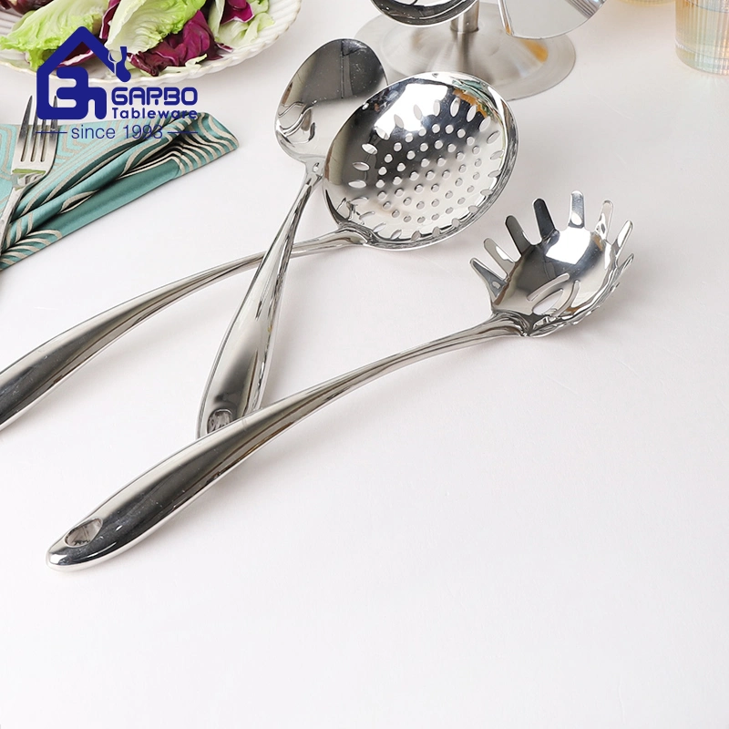 Venta caliente espátula de cocina sopa cuchara colador boca 6pcs conjunto de utensilios de acero inoxidable utensilios de cocina