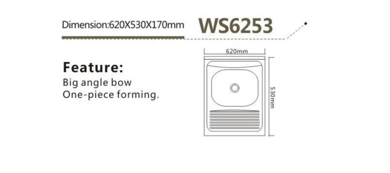 Design SUS 304 personalizado Aço inoxidável soldado Grande Deep Single Lavatório da cozinha com placa de drenagem