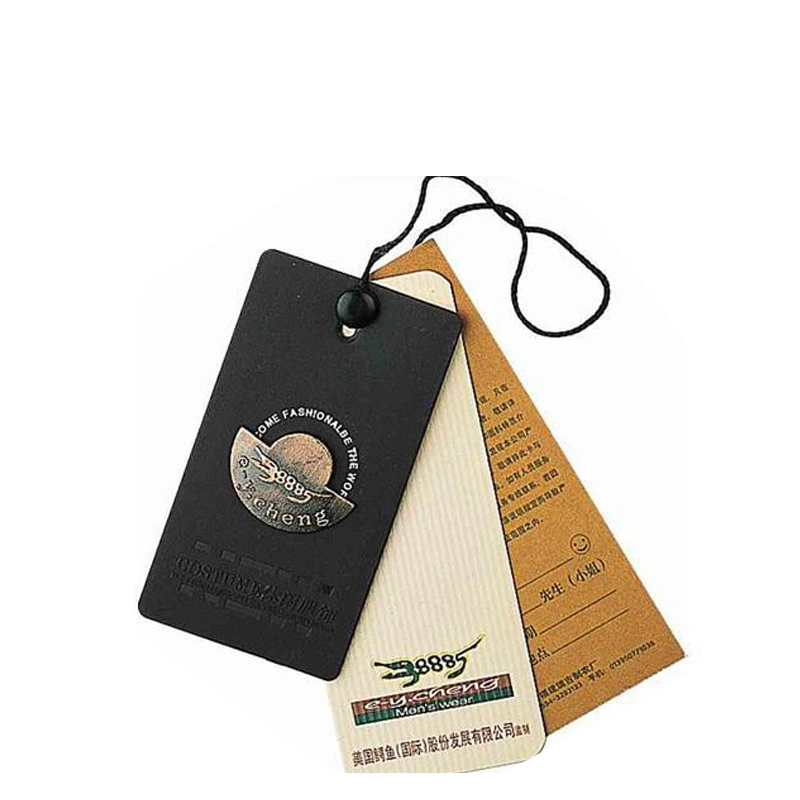 Etiquetas de vestuário recicladas de luxo com relevo Custom Printing Hang Tag Special Hangotags de nome de marca em papelão para o próprio logotipo de vestuário