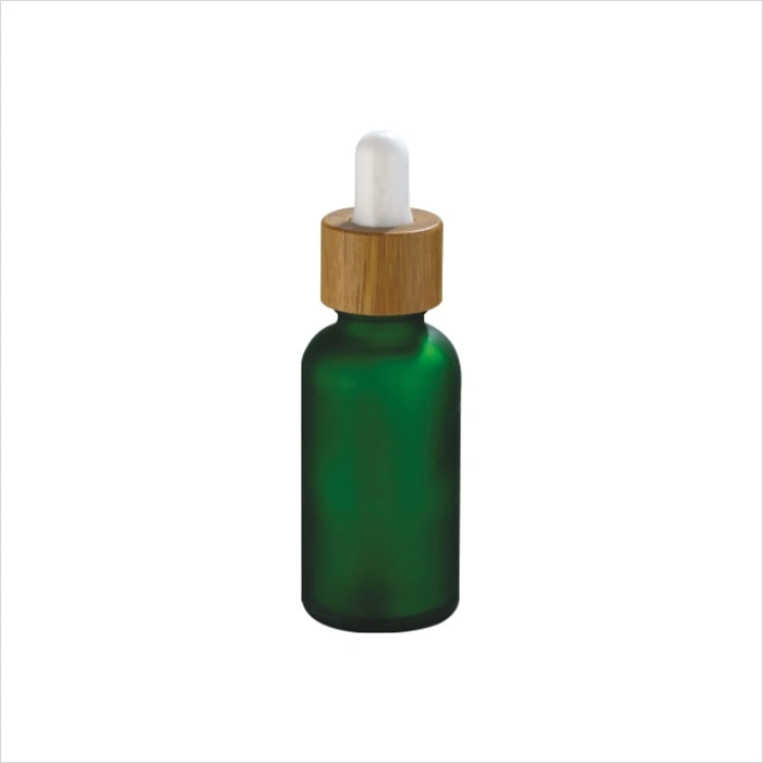 Ready to Ship Frosted Glass Dropper Bottle with Bamboo Collar for Essential Oil 30ml