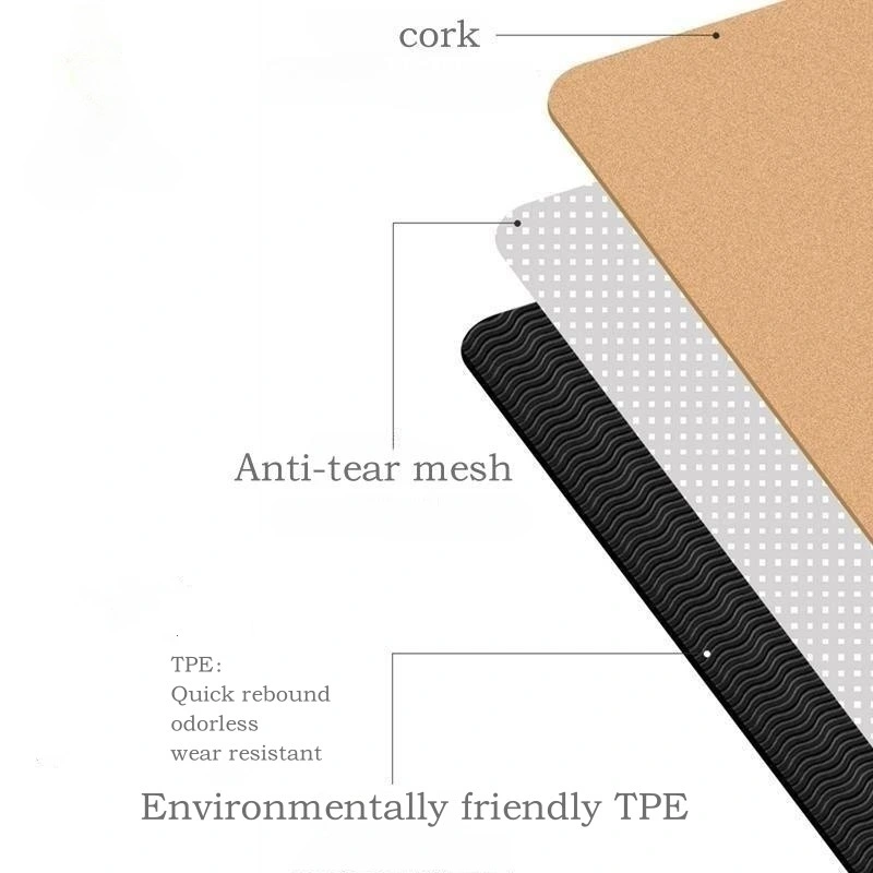 Customizable Size Natural Eco-Friendly Innocuous Skidproof Cork Yoga Mat