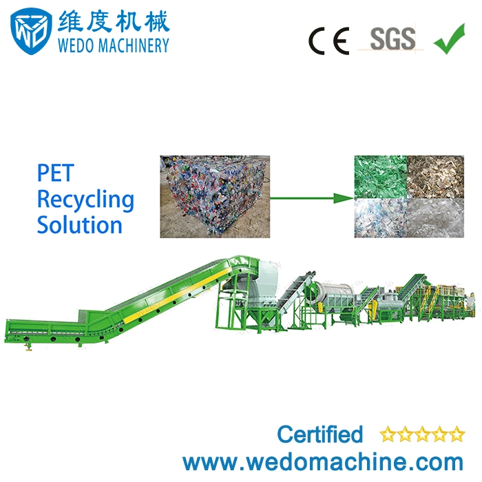 300~3000kg/Hr Pet Washing Recycling Line for Recycling Pet Bottles Water Bottles with Hot Washer