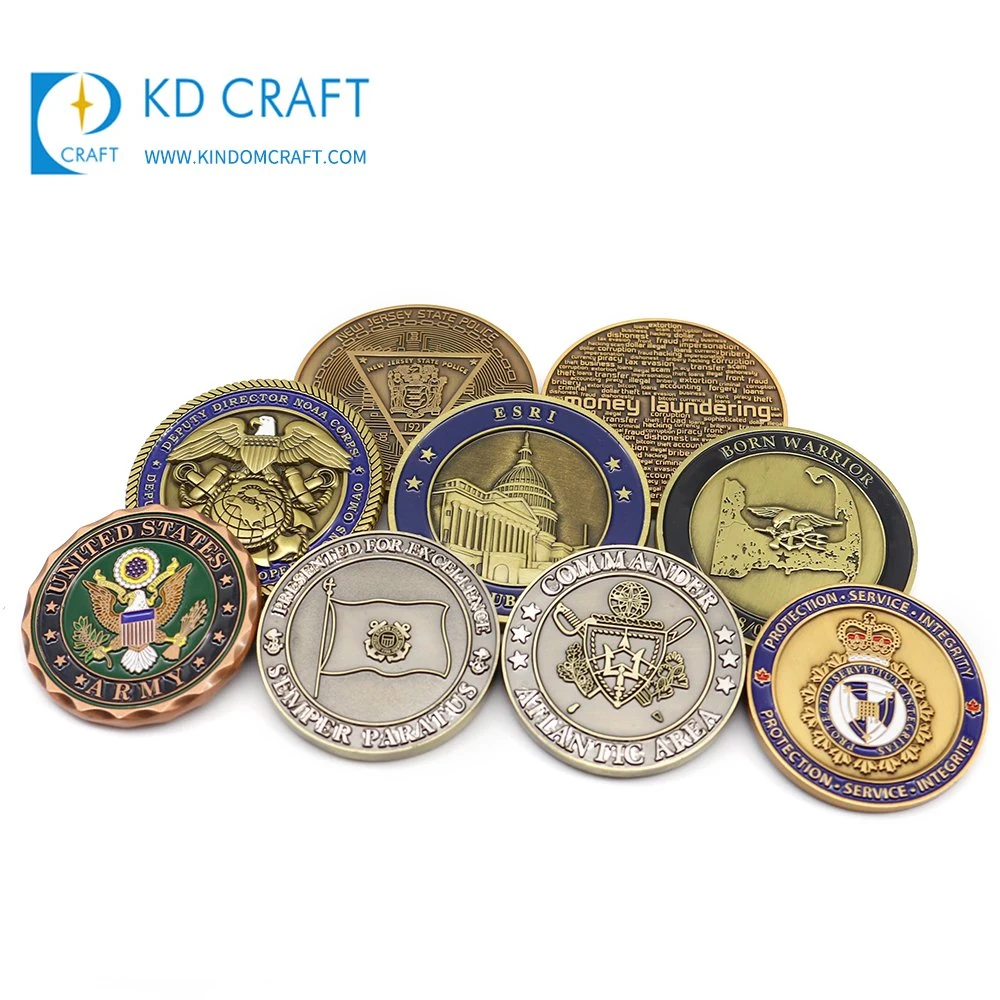 Sin mínimo de venta al por mayor de esmalte de latón de metal personalizados Militar del Ejército de la Marina recuerdo dorado antiguo reto Coin