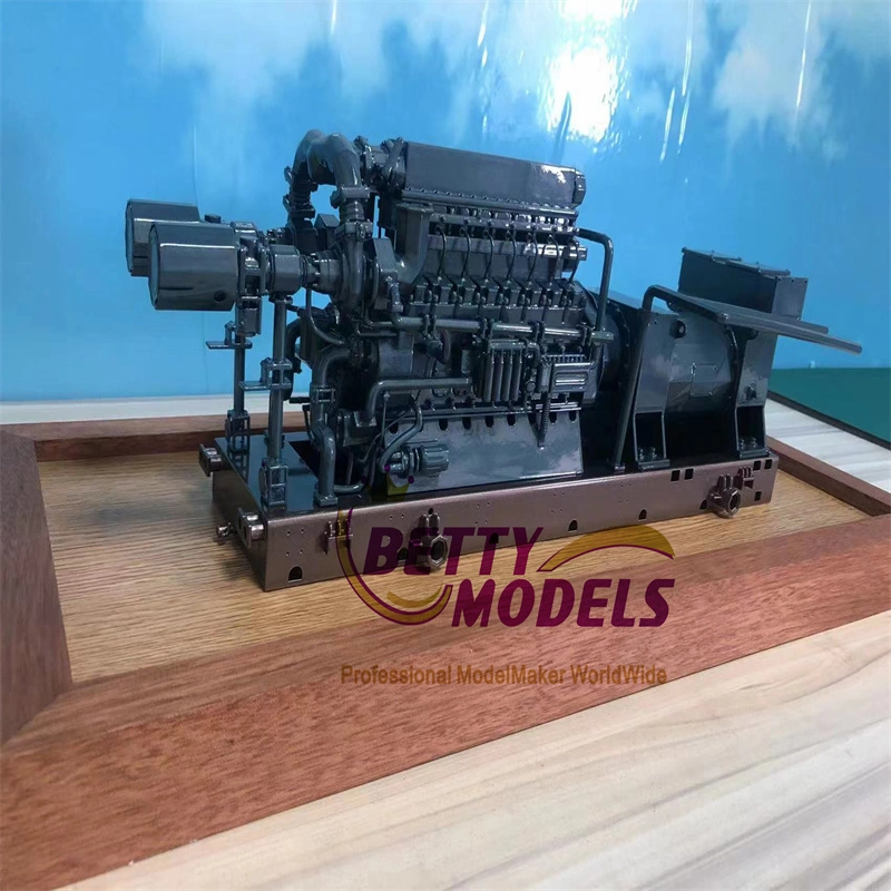 Engine Machine Scale Model Physical Colour Industry Model Making with Wooden Base