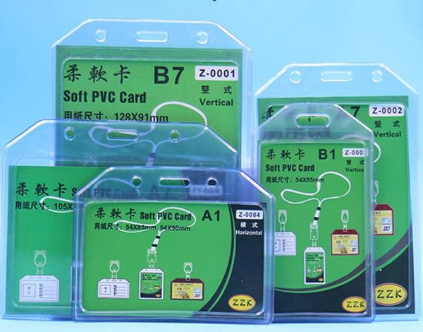 El PVC blando titular de la tarjeta de identificación ID de trabajo en diferentes tamaños (T-014V).