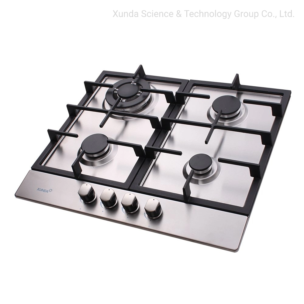 Construit en acier inoxydable cuisinière à gaz 4 brûleurs gaz cuisine Lotus flamme plaques de cuisson Cuisinière