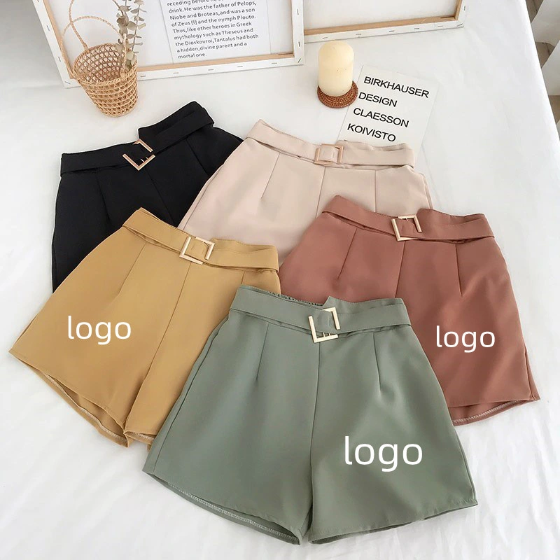 Colorful Stylish Vintage Cute High Waisted Shorts Wide Leg Short with Belt for Women and Girls