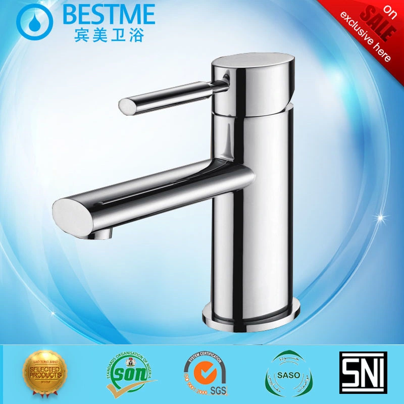 Round Chrome Plated Water Saving Basin Sink Faucet Brass Mixer (Bm-B10101)