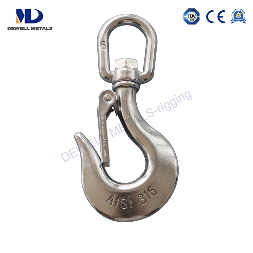 Marine Hardware Surface Polished Forged Stainless Steel Eye Slip Hook with Latch