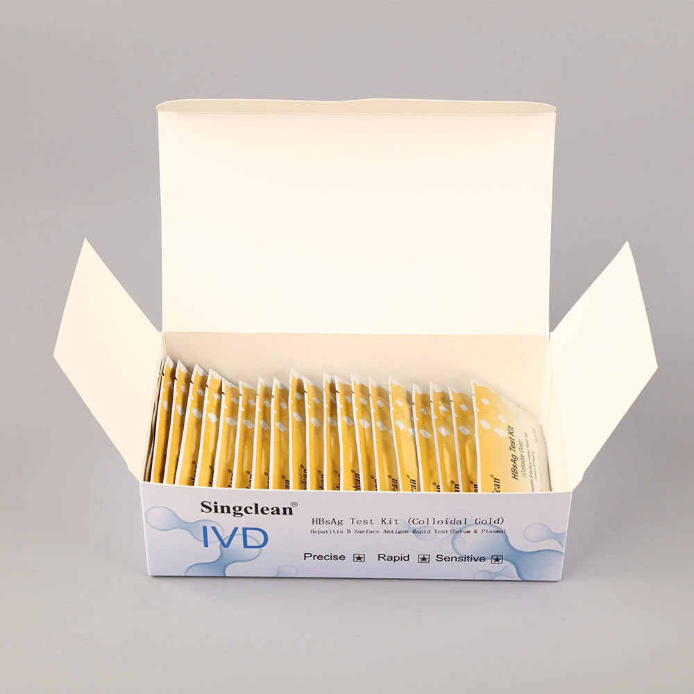 Kit de análisis rápido y rápido de antígenos de VHB de sangre de varias especificaciones SingClean (Oro coloidal) para la infección por VHB