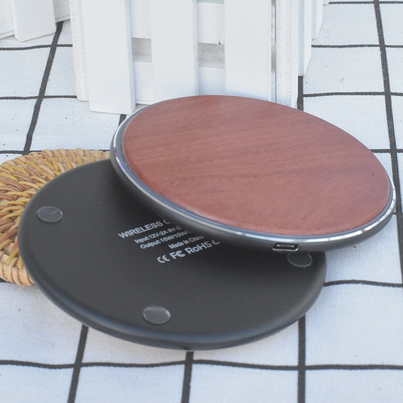 15W Metal Base with Wooden Wireless Charger Aluminum Alloy Solid Wood Wireless Charger Bamboo Wood Creative Mobile Phone Fast Charger