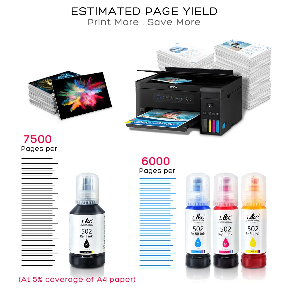 L&amp;C Hot Selling-Tintenpatrone Epson 502 BK für Epson Et2700/2750/3700/3750/4750 Printer