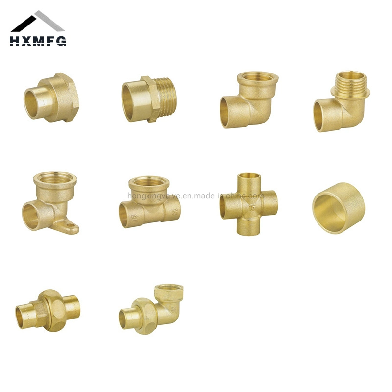 Female Brass Compression Fitting Soldering Tee for Copper Tube