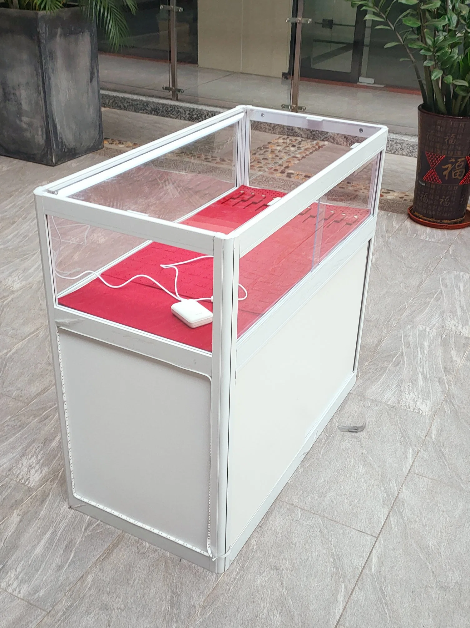 Collapsible Floor Display Glass Acrylic Foldable Cabinet Jewelry Watches Portable Product Showcase