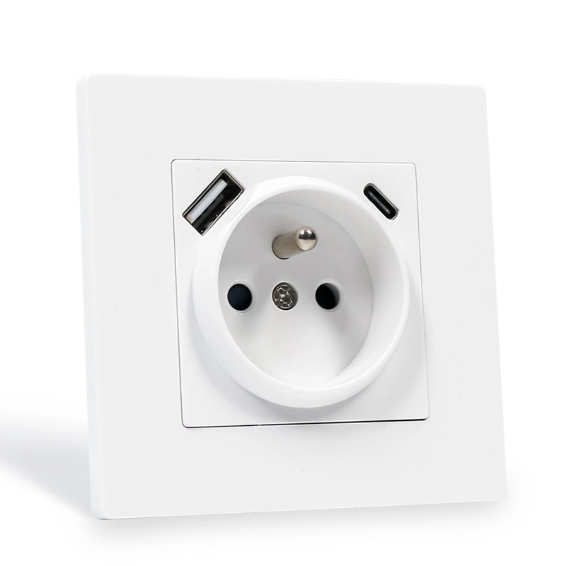 Euro PC Panel French Wall Socket with Type a+C USB