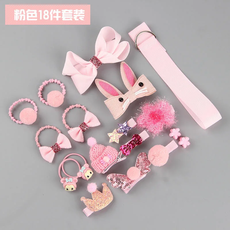 New Style Baby 18 Pieces Princess Style Cute Hairpin Hair Ring Gift Suit Kids Hair Band Set Baby Girl Hair Accessories