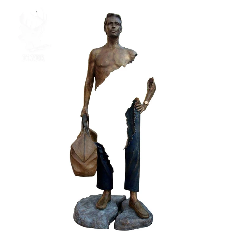 Life Size Antique Bronze Casting Traveler Sculpture for Sale