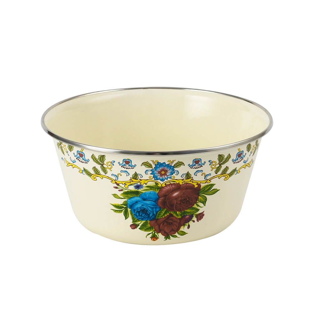 Good Quality Fruit Vegetable Washing Food Grade Salad Bowl Enamel Finger Fresh Storage Bowl Container