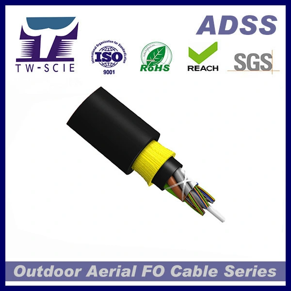 Factory Price All Dielectric 4-144 Core ADSS Self Support Aerial Fiber Optic Cable