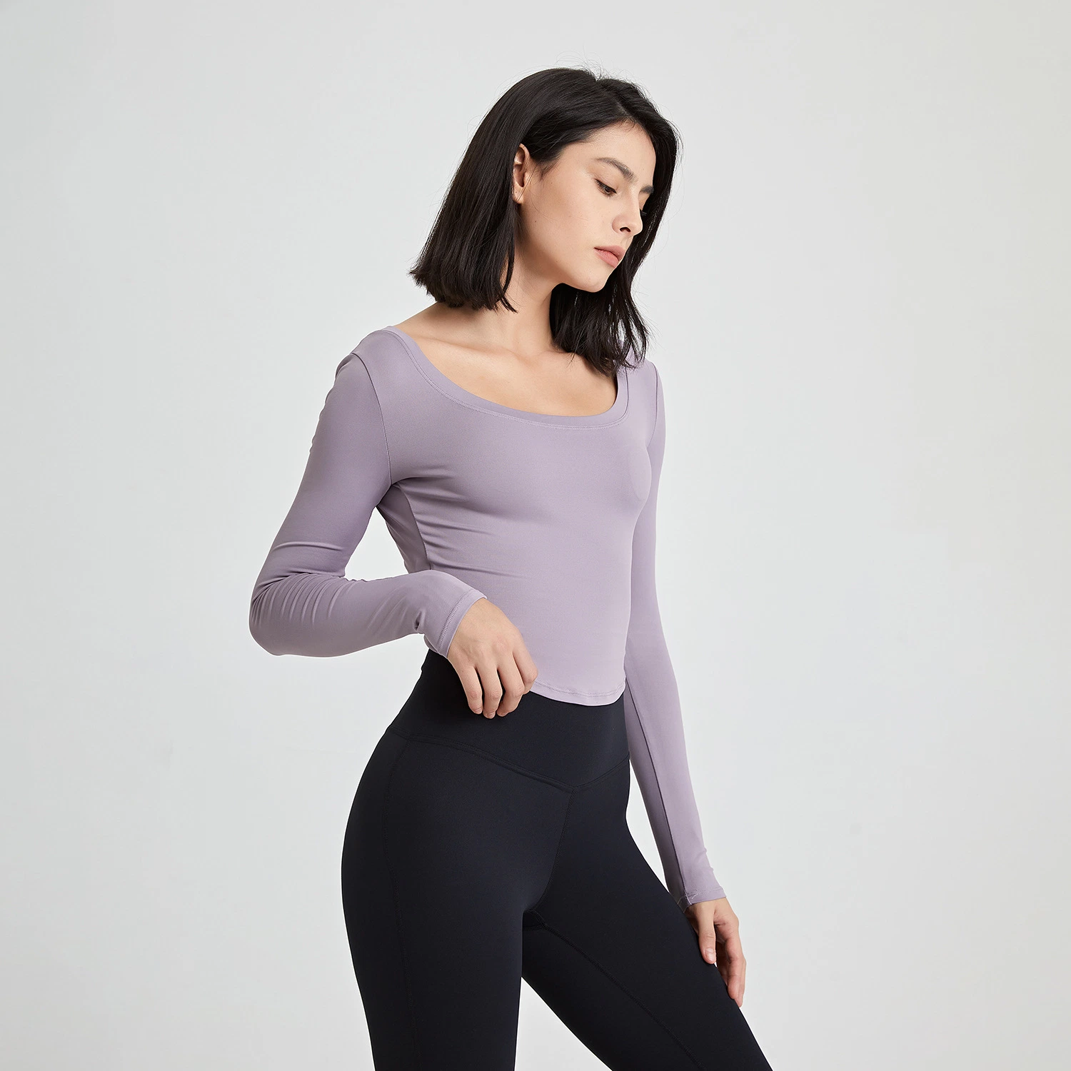 Yoga Clothes Beautiful Back Lace-up Tight-Fitting Long-Sleeved Tops Autumn Slimming Running Sports T-Shirt Fitness Clothes