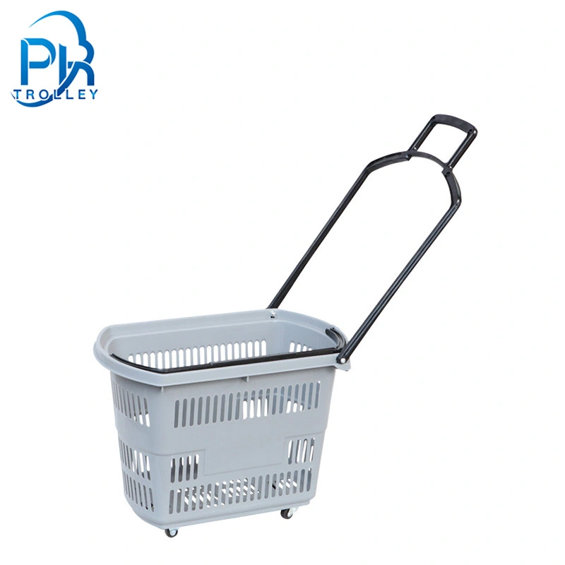 Large Capacity Plastic Shopping Rolling Baskets with Wheels