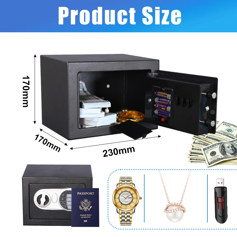 Premium Steel Portable Small Electronic Digital Vault Box Secure Storage Cash Money Jewelry Safe Box for Home Cabinets