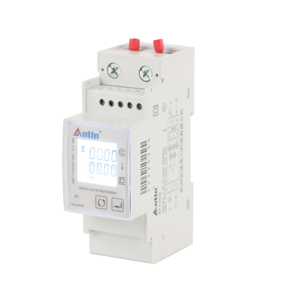 At100g Single Phase Electricity Meter, Power Consumption Meter, DIN Mount Kwh Meter