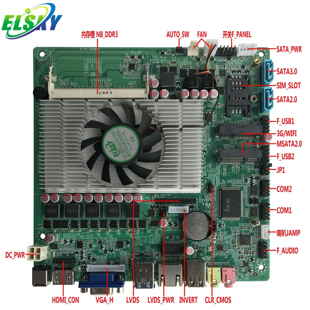 Elsky günstiges 170*170mm Mini-ITX Motherboard 3rd Generation Core i3 3110m Prozessor HM70 HM76 Chipsatz DDR3 mSATA SSD PCI-Express