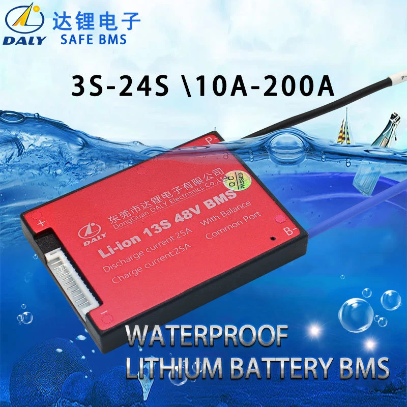 Daly Li-ion Waterproof BMS 16s 60V 25A-250un puerto común con el equilibrio BMS