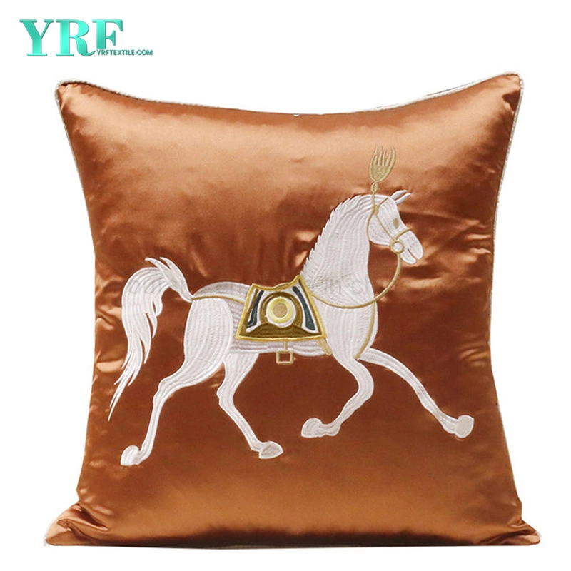 Hotel Supply Sofa Embroidery Horse Light Blue Decorate Throw Pillow Covers