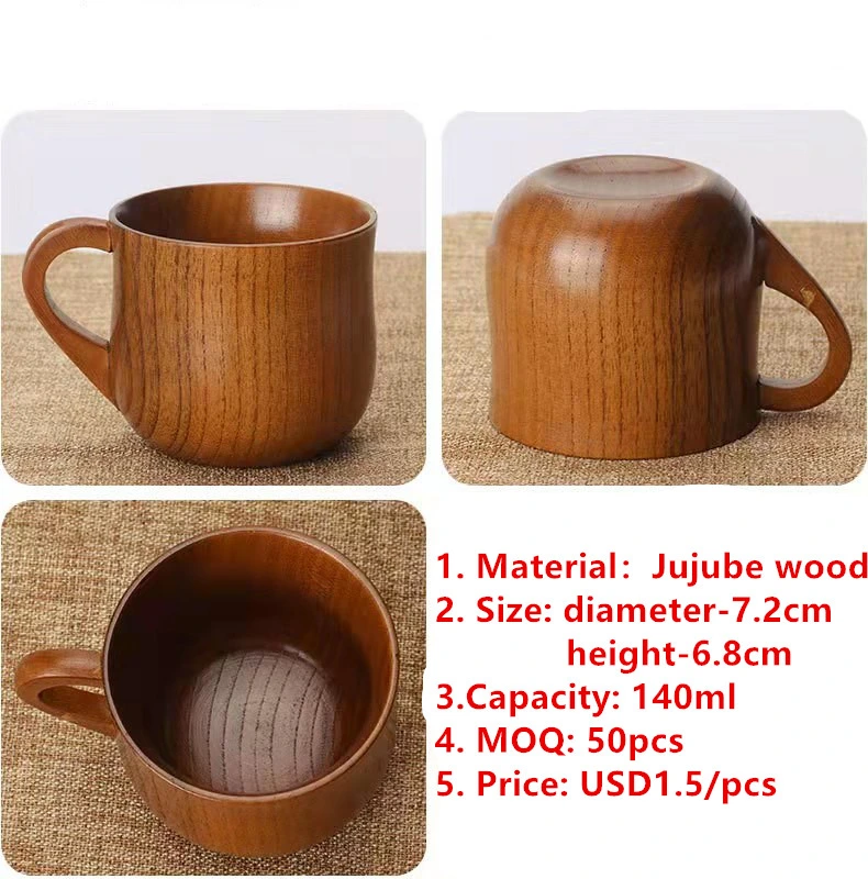 Fancy Bulk Árabe Vintage Madera reutilizable hecho a mano Hotel de encargo Casa Taza de té con leche de sake de café de madera