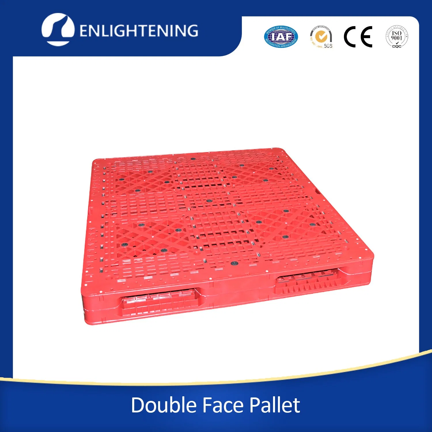 Heavy Duty PEHD Double Face à quatre voies industrielles Entrée grand résistant renforcé en acier empilable Rackable réversible Euro palettes en plastique pour l'entrepôt L'empilage