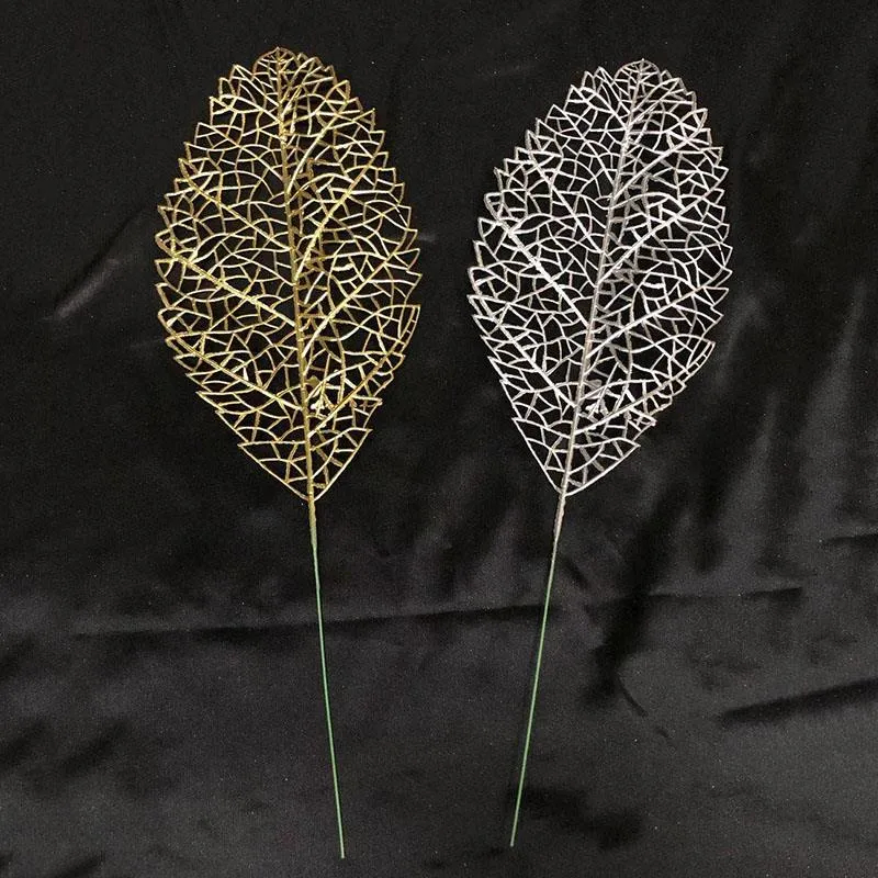 Christmas Leaves Picks Artificial Glitter Leaves Stems Xmas DIY Bouquet