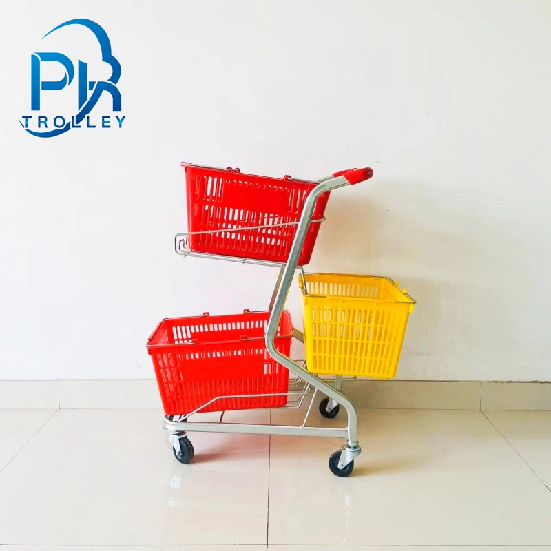 Holds Three Baskets Versatile Shopping Cart for Convenience Stores