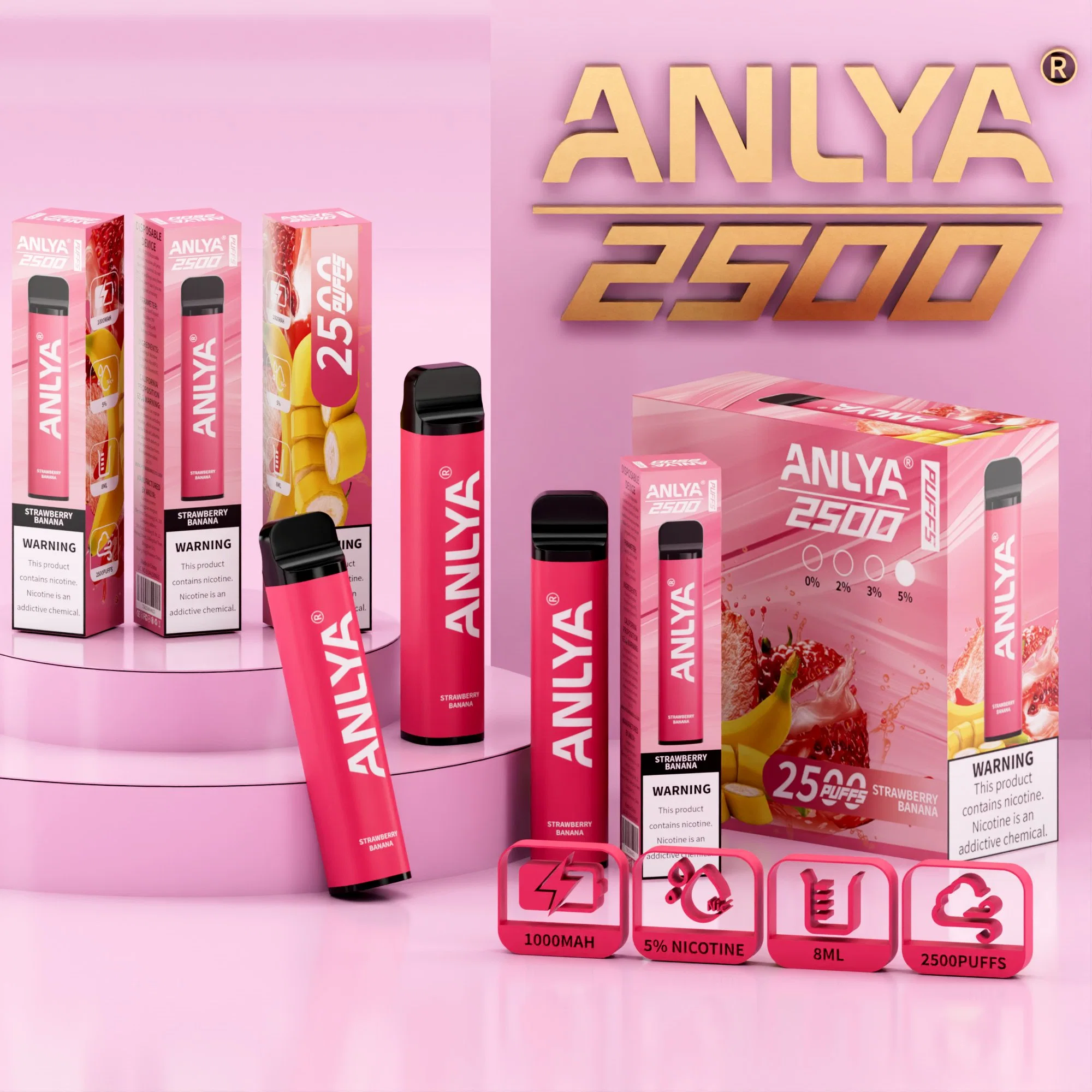 Mini E-Cigarette original Anlya 2500 Puff desechable Vaporizer Pot Factory Precio mayorista
