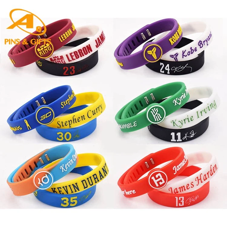 Custom Women Sports Rubber in The Dark Custom Magnetic Bracelet for Men Silicone Wristband