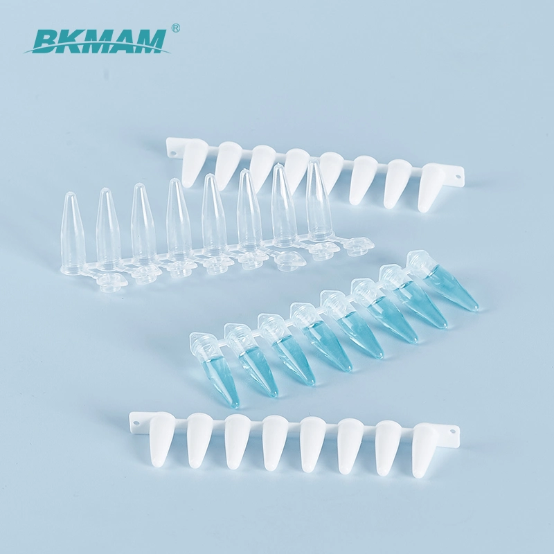 High Transparent Lab Use PCR Tubes 0.2ml 8 Strip PCR Tubes with Domed Cap for Sampling Test