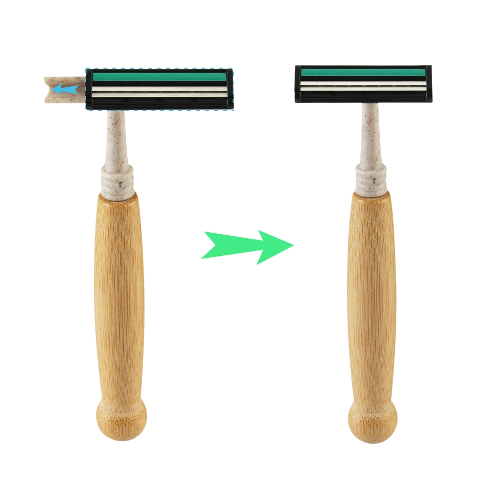 Bamboo Handle Twin Blade Razor Eco Friendly Wheat Straw Connectionhotel Versorgung Edelstahl Rasiermesser