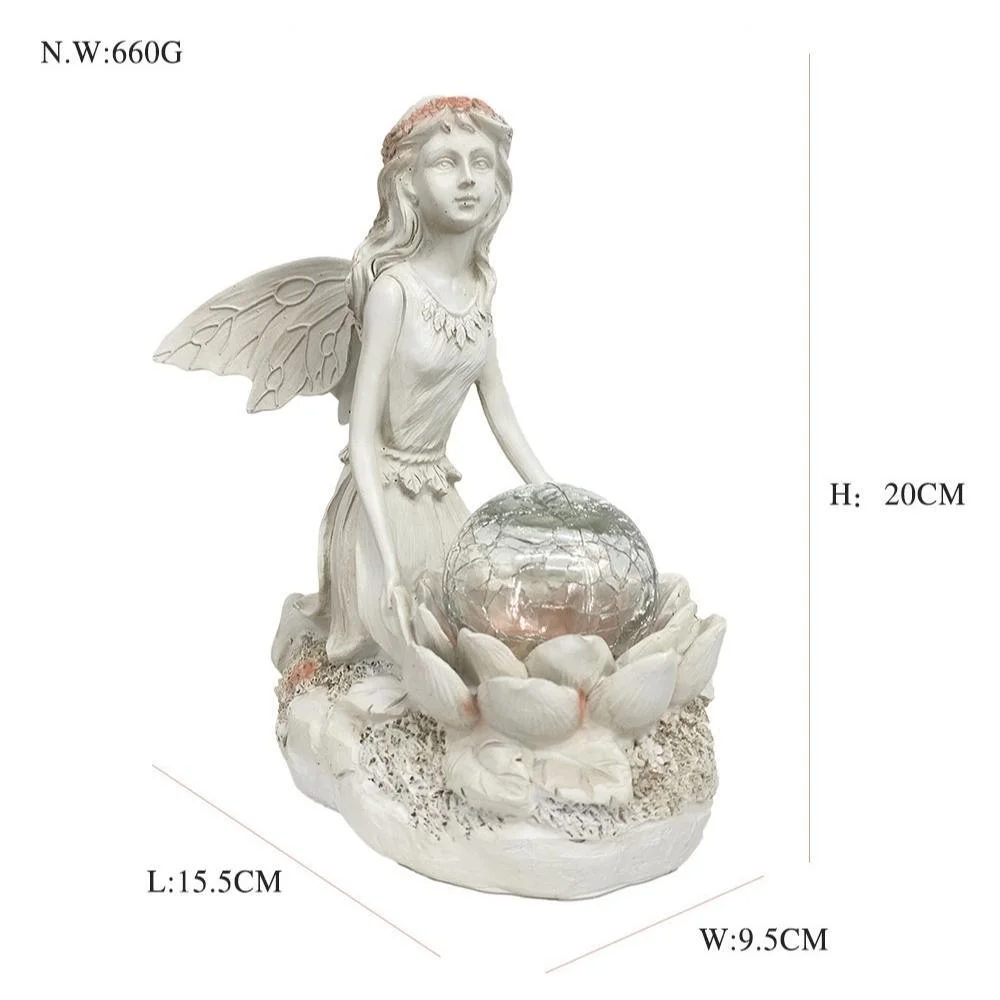 Garden Angel Figurine Solar Light Outdoor Decoration Fairy Garden Statue for Patio Yard Lawn Porch Art Decoration Ornament Bl19996