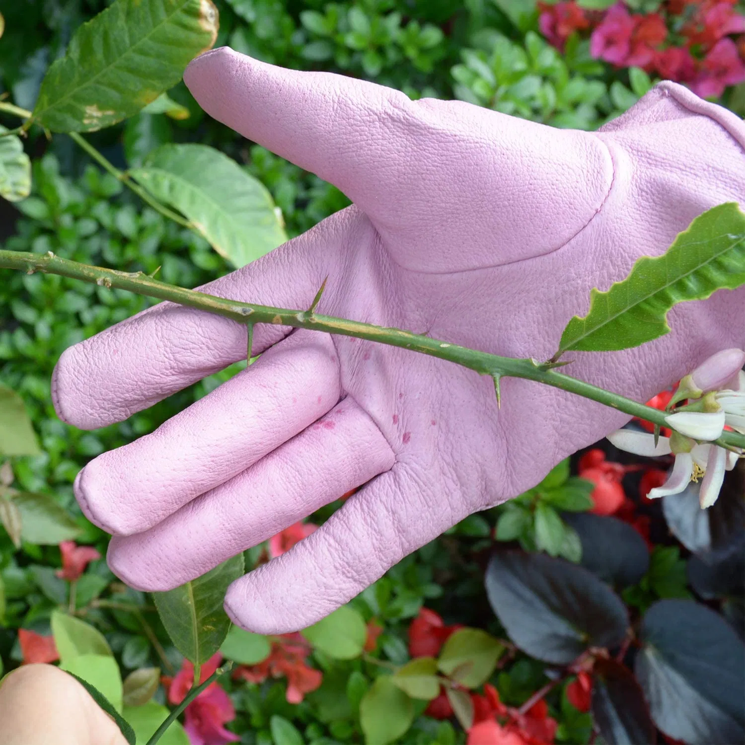 Pri Pink Breathable Mesh Back Durable Pigskin Gloves Leather Work Garden Gloves