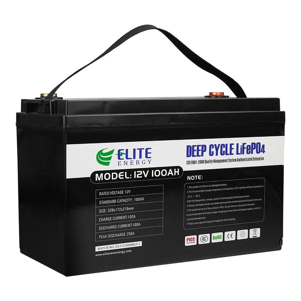 Elite Rechargeable Backup 12V 100ah Solar Energy Storage Lithium Ion Battery LiFePO4 Battery