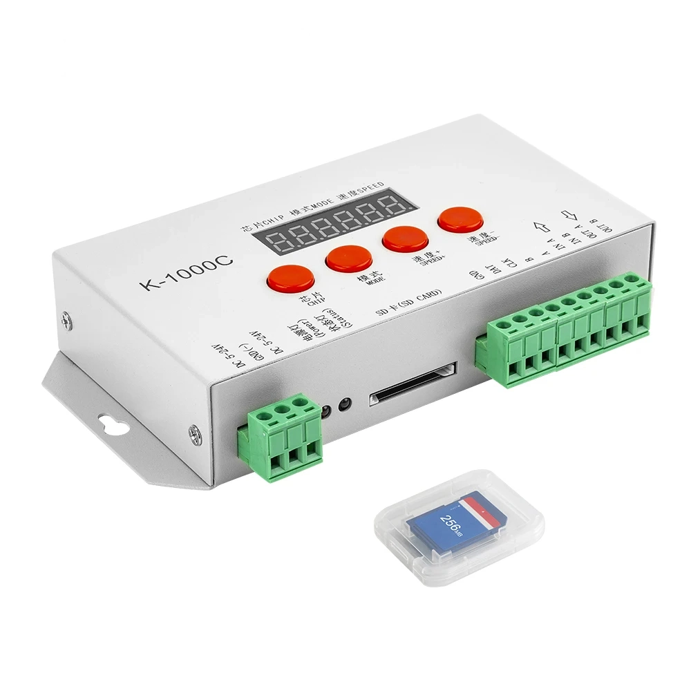 Ws2812b Ws2815 Sk6812 Sk9822 LED Lights 2048 Pixels Controller Computer Programmable Controller with SD Card K-1000c DC5-24V