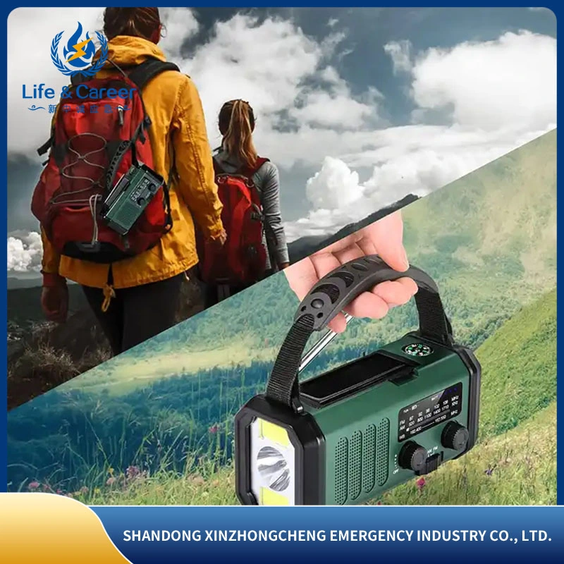 Solar Hand Wind up Outdoor Exploration Multifunctional Emergency Radio with Phone Charger